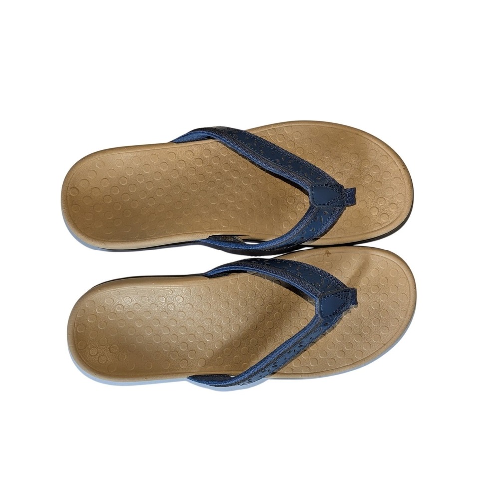 Vionic Casandra Tide Comfort Boho Blue Patent Leather Sandal Flip Flop Size 9